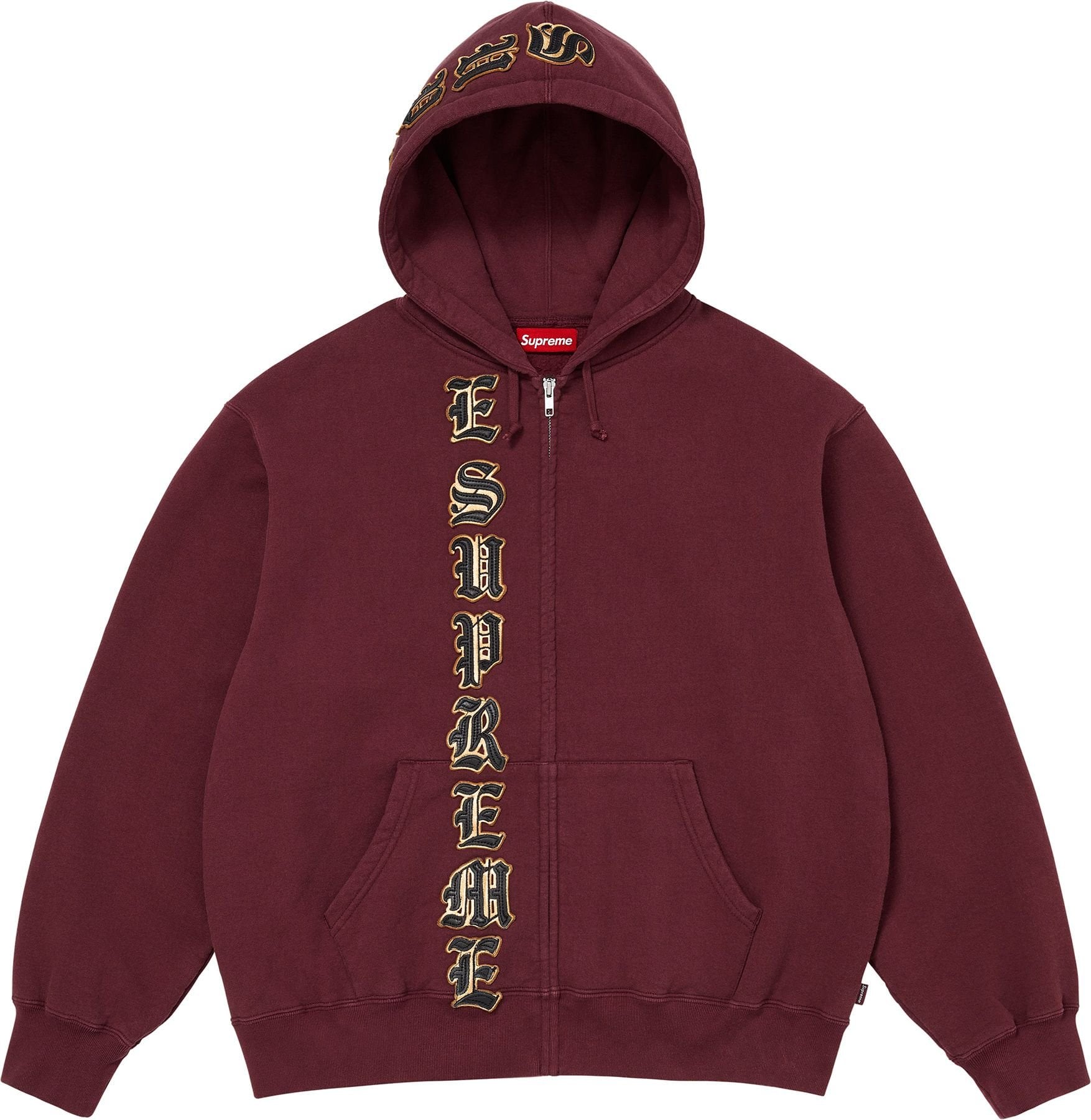 Leather Appliqué Zip Up Hooded Sweatshirt view 2